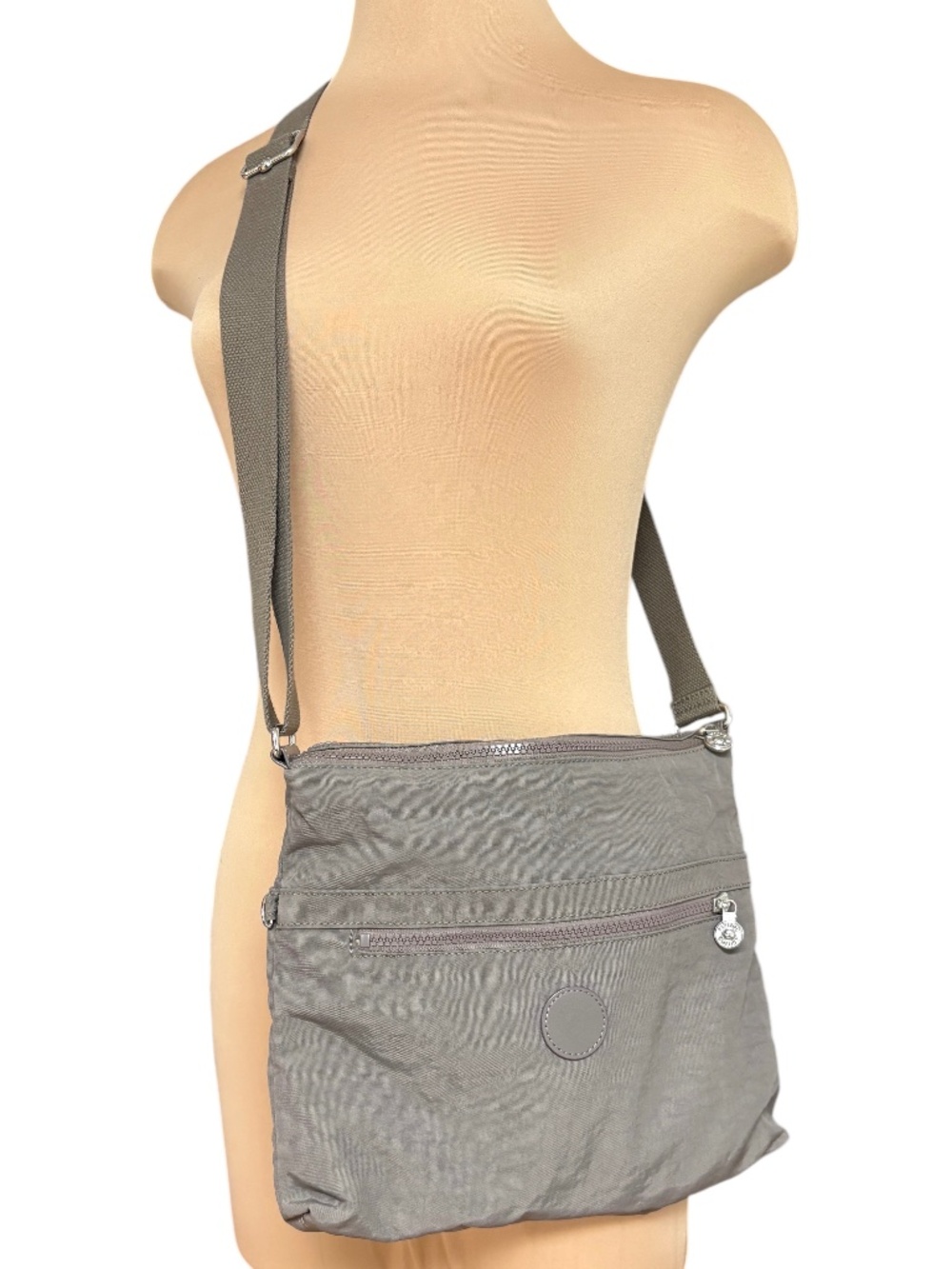 Kipling multipocket crossbody nylon bag gray size medium adjustable utility gorp